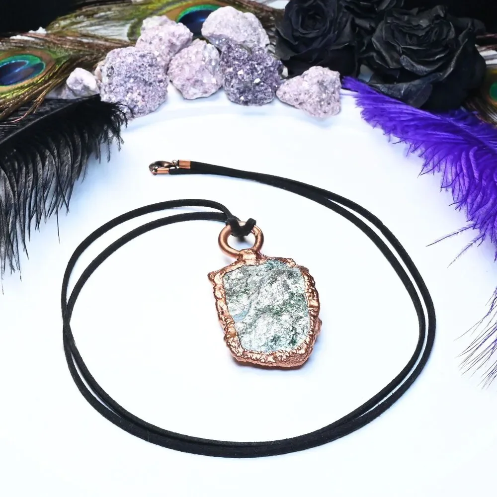 Shimmery Green Fuchsite Electroformed Copper Pendant